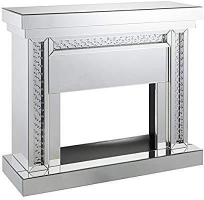 Acme Furniture Nysa Fireplace in Mirrored & Faux Crystals 90272 - Home Furniture And More (Brentwood, MD)