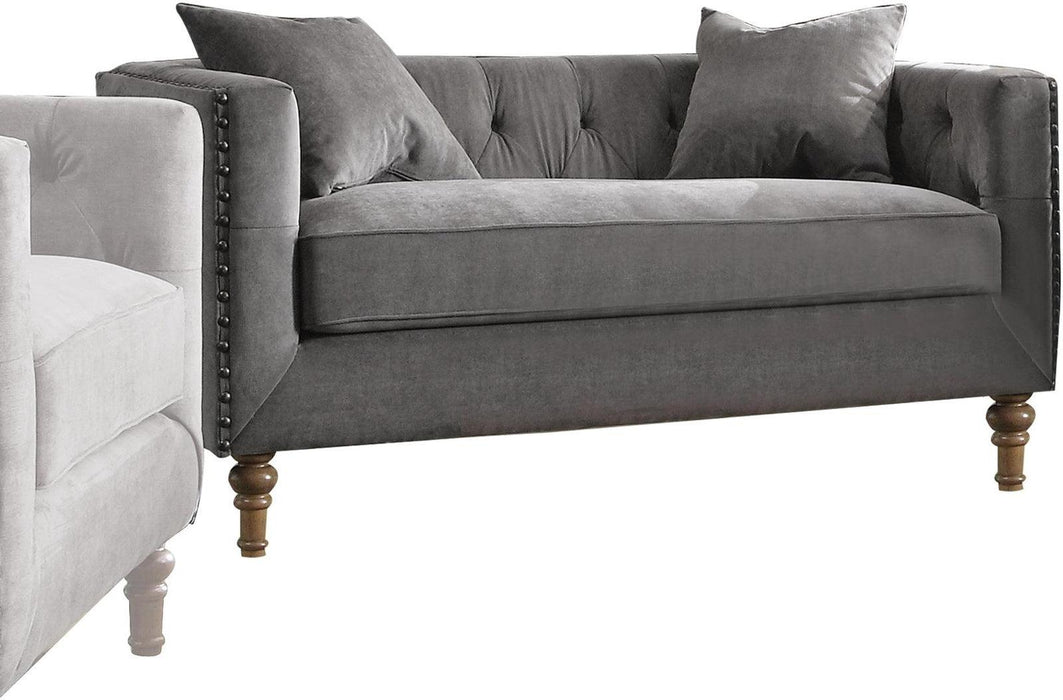 Acme Furniture Sidonia Loveseat in Gray Velvet 53581 - Home Furniture And More (Brentwood, MD)