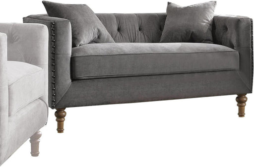 Acme Furniture Sidonia Loveseat in Gray Velvet 53581 - Home Furniture And More (Brentwood, MD)