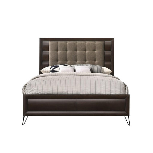 Acme Furniture Tablita Upholstered King Bed in Dark Merlot 27457EK - Home Furniture And More (Brentwood, MD)