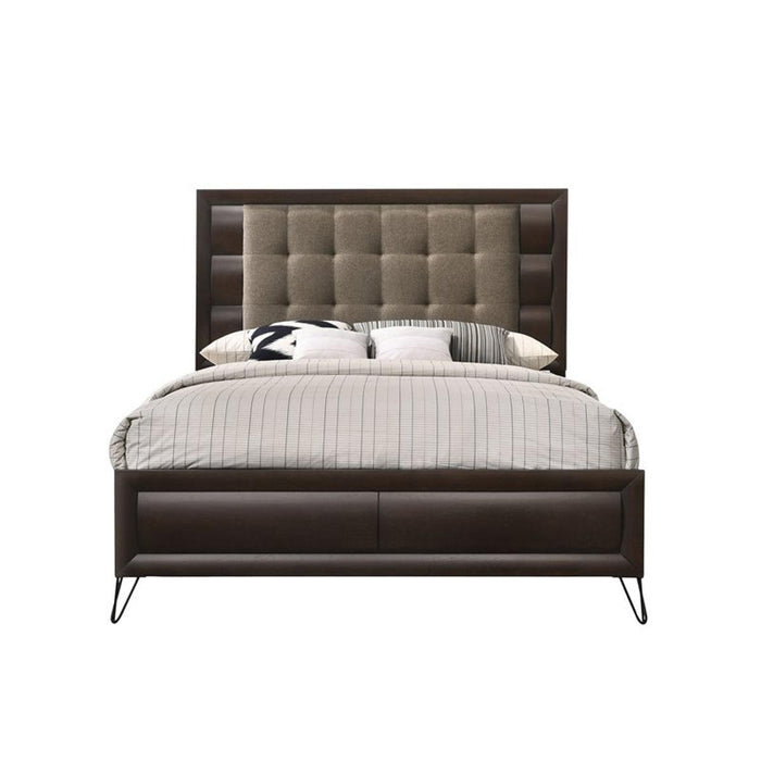 Acme Furniture Tablita Upholstered King Bed in Dark Merlot 27457EK - Home Furniture And More (Brentwood, MD)