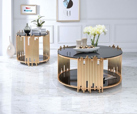 Acme Furniture Tanquin End Table in Gold/Black 84492 - Home Furniture And More (Brentwood, MD)