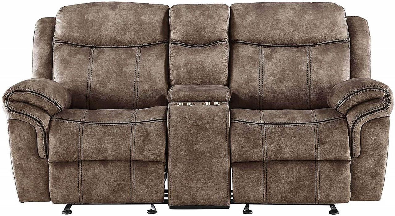 Acme Furniture Zubaida Motion Loveseat with Console in 2-Tone Chocolate Velvet 55021 - Home Furniture And More (Brentwood, MD)