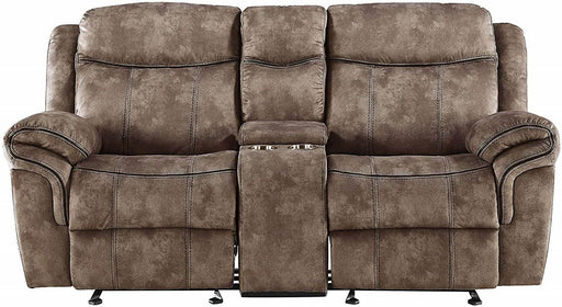 Acme Furniture Zubaida Motion Loveseat with Console in 2-Tone Chocolate Velvet 55021 - Home Furniture And More (Brentwood, MD)