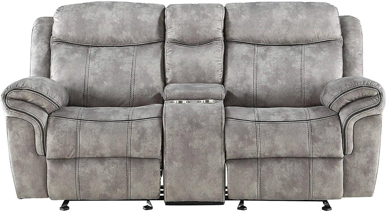 Acme Furniture Zubaida Motion Loveseat with Console in 2-Tone Gray Velvet 55026 - Home Furniture And More (Brentwood, MD)