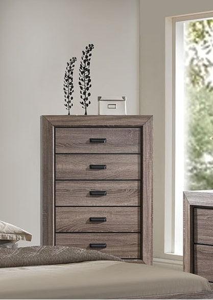 Acme Lyndon 5-Drawer Chest in Weathered Gray Grain 26026 - Home Furniture And More (Brentwood, MD)