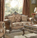 Acme Ragenardus Loveseat with 2 Pillows in Fabric & Vintage Oak 56031 - Home Furniture And More (Brentwood, MD)
