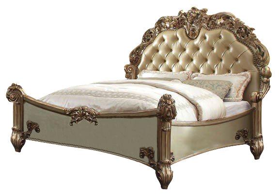 Acme Vendome Button Tufted Queen Bed in Gold Patina 23000Q - Home Furniture And More (Brentwood, MD)