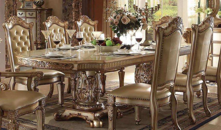 Acme Vendome Double Pedestal Dining Table in Gold Patina 63000 - Home Furniture And More (Brentwood, MD)