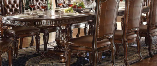Acme Vendome Double Pedestal Dining Table with Two Leaves in Cherry 62000 - Home Furniture And More (Brentwood, MD)
