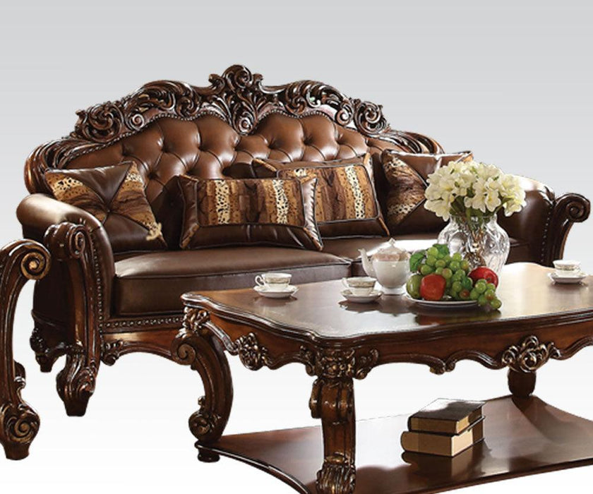 Acme Vendome Stationary Sofa with 3 Pillows in Cherry 52001 - Home Furniture And More (Brentwood, MD)