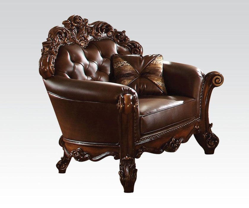 Acme Vendome Upholstered Chair with 1 Pillow in Cherry 52003 - Home Furniture And More (Brentwood, MD)