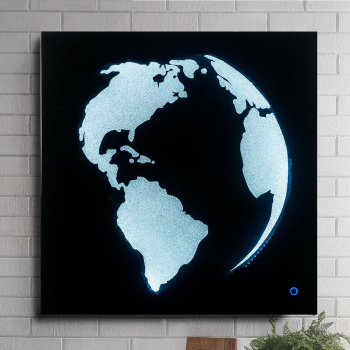 Adamas Smoky Glass & Faux Crystal Wall Art (LED) - Home Furniture And More (Brentwood, MD)