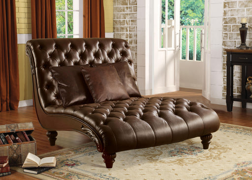 Anondale 2-Tone Brown PU Chaise & 3Pillows - Home Furniture And More (Brentwood, MD)
