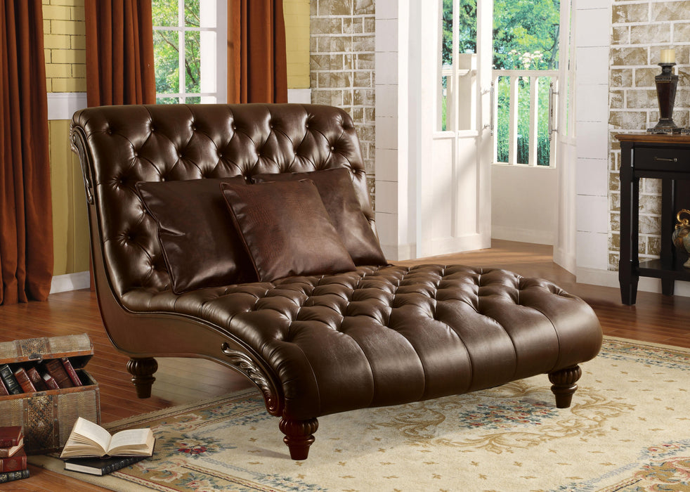 Anondale 2-Tone Brown PU Chaise & 3Pillows - Home Furniture And More (Brentwood, MD)