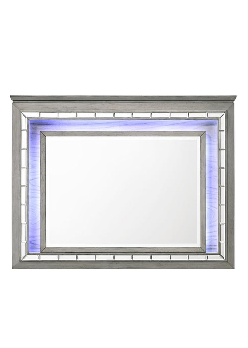 Antares Light Gray Oak Mirror (LED) - Home Furniture And More (Brentwood, MD)