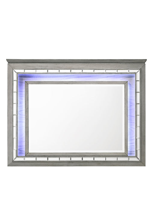 Antares Light Gray Oak Mirror (LED) - Home Furniture And More (Brentwood, MD)