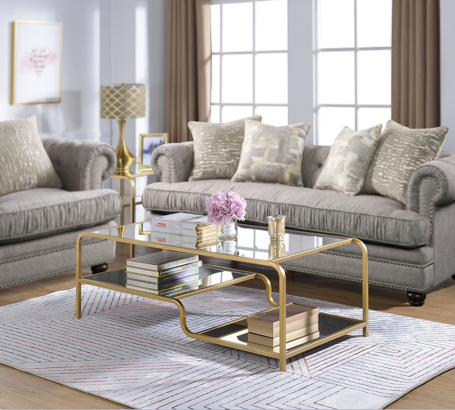 Astrid Gold & Mirror Coffee Table - Home Furniture And More (Brentwood, MD)