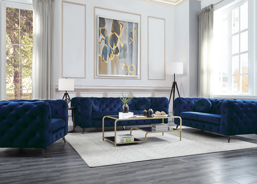 Atronia Blue Fabric Sofa - Home Furniture And More (Brentwood, MD)