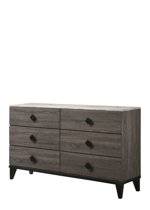 Avantika Faux Marble & Rustic Gray Oak Dresser - Home Furniture And More (Brentwood, MD)