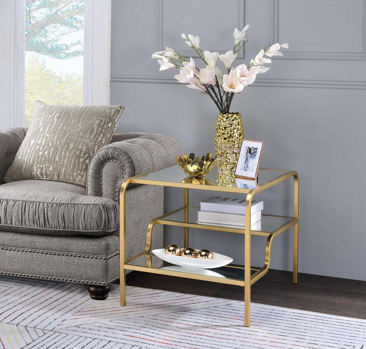 Astrid Gold & Mirror End Table - Home Furniture And More (Brentwood, MD)