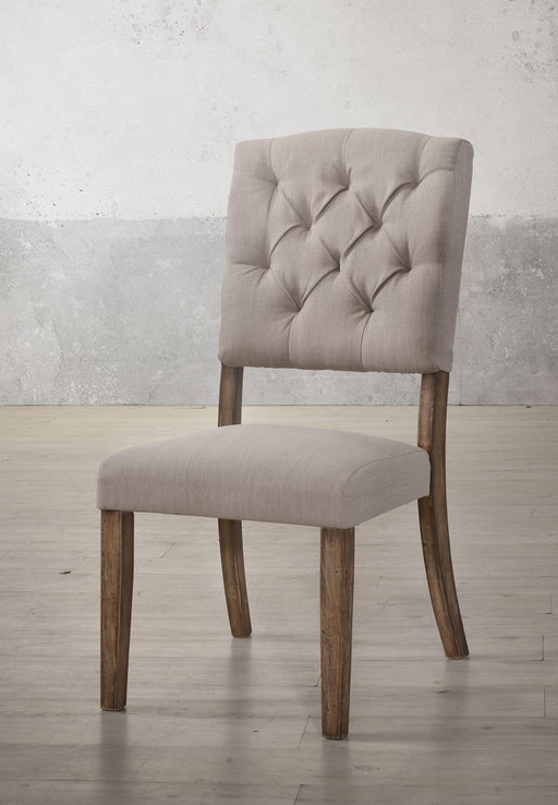 Bernard Cream Linen & Weathered Oak Side Chair - Home Furniture And More (Brentwood, MD)