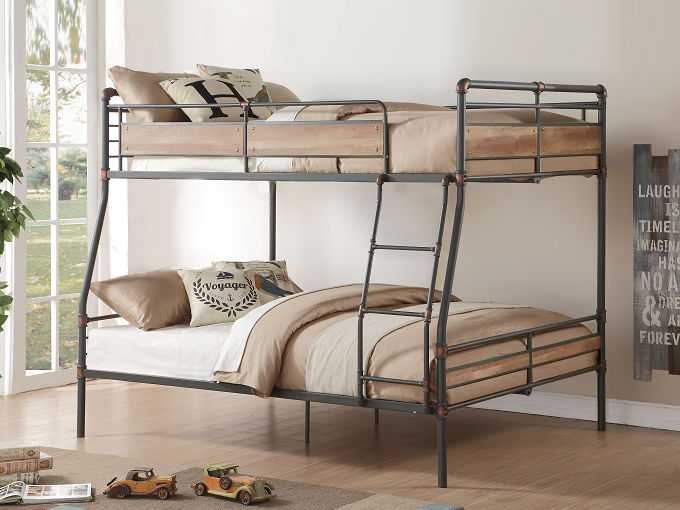 Brantley II Sandy Black & Dark Bronze Hand-Brushed Full XL/Queen Bunk Bed - Home Furniture And More (Brentwood, MD)
