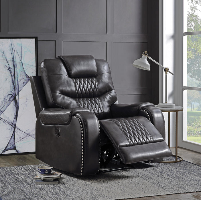 Braylon Magnetite PU Recliner (Motion) - Home Furniture And More (Brentwood, MD)