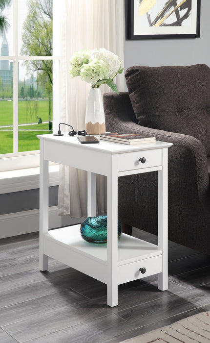 Byzad White Side Table (USB Charging Dock) - Home Furniture And More (Brentwood, MD)