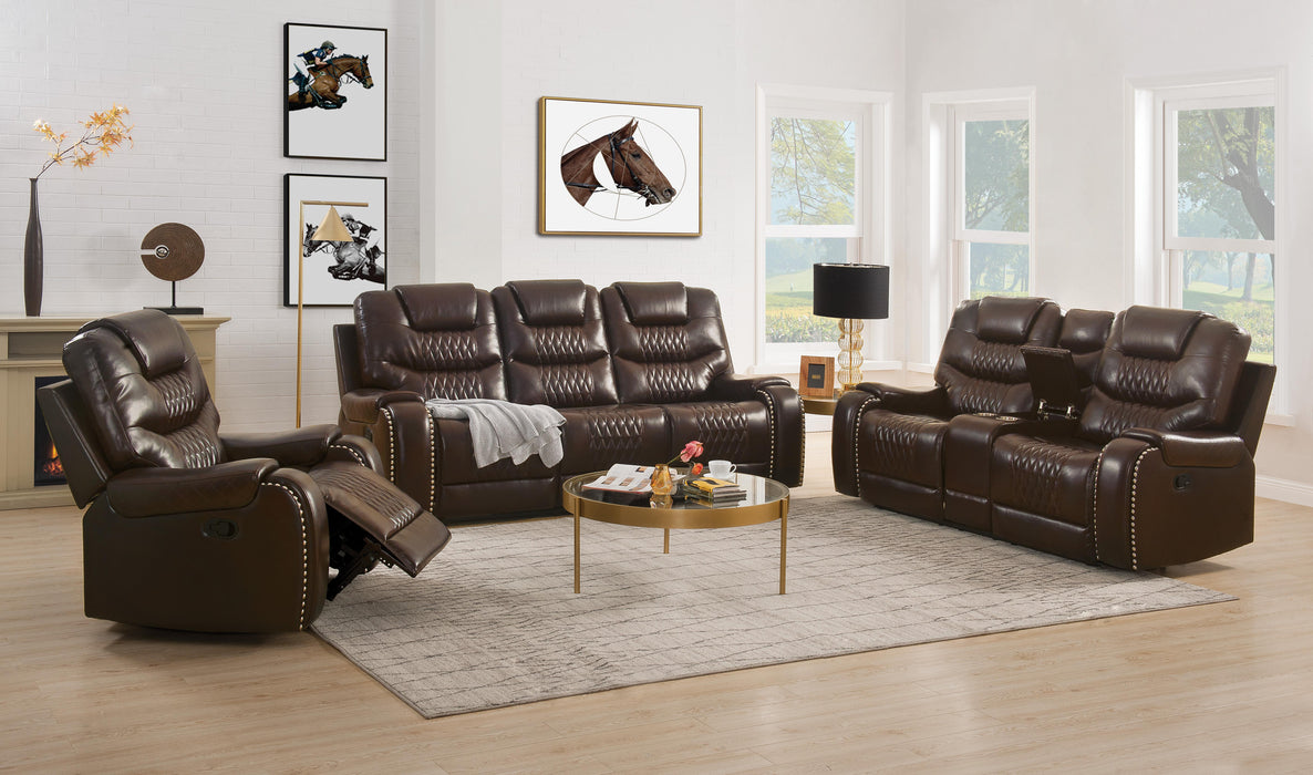 Braylon Brown PU Sofa (Motion) - Home Furniture And More (Brentwood, MD)