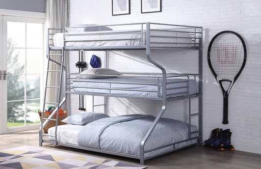 Caius II Silver Bunk Bed (Triple Full/Twin/Queen) - Home Furniture And More (Brentwood, MD)
