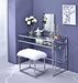 Carenze II White Faux Fur & Chrome Vanity Set - Home Furniture And More (Brentwood, MD)