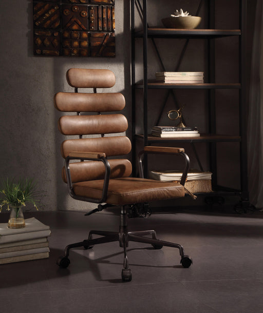 Calan Retro Brown Top Grain Leather Office Chair - Home Furniture And More (Brentwood, MD)