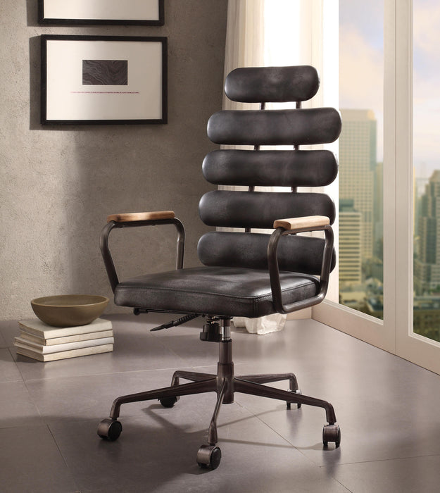Calan Vintage Black Top Grain Leather Office Chair - Home Furniture And More (Brentwood, MD)