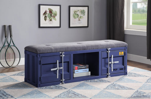 Cargo Gray Fabric & Blue Bench (Storage) - Home Furniture And More (Brentwood, MD)