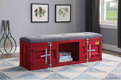 Cargo Gray Fabric & Red Bench (Storage) - Home Furniture And More (Brentwood, MD)