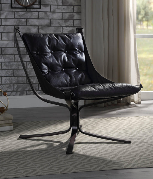 Carney Vintage Blue Top Grain Leather Accent Chair - Home Furniture And More (Brentwood, MD)