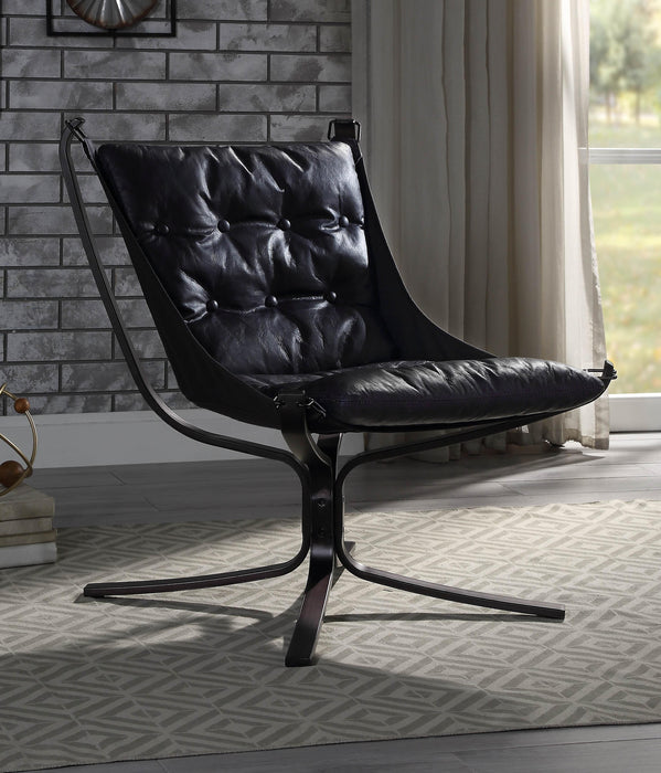 Carney Vintage Blue Top Grain Leather Accent Chair - Home Furniture And More (Brentwood, MD)