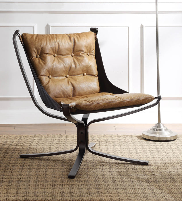 Carney Coffee Top Grain Leather Accent Chair - Home Furniture And More (Brentwood, MD)