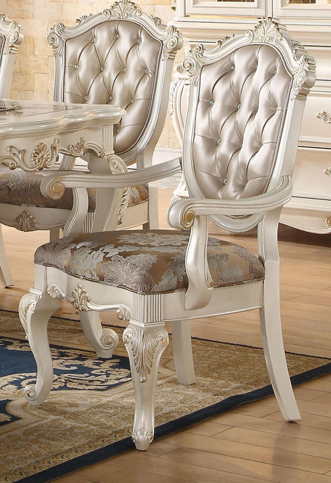 Chantelle Rose Gold PU & Pearl White Arm Chair - Home Furniture And More (Brentwood, MD)