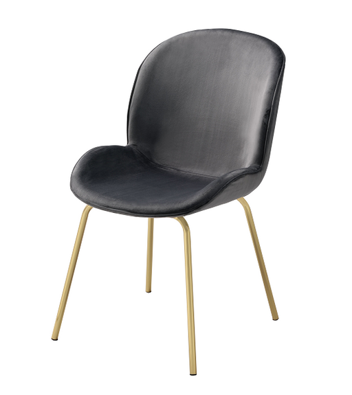 Chuchip Gray Velvet & Gold Side Chair - Home Furniture And More (Brentwood, MD)