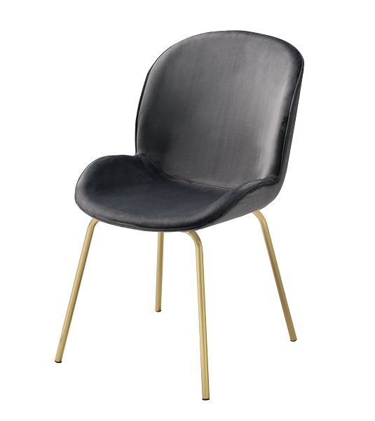 Chuchip Gray Velvet & Gold Side Chair - Home Furniture And More (Brentwood, MD)