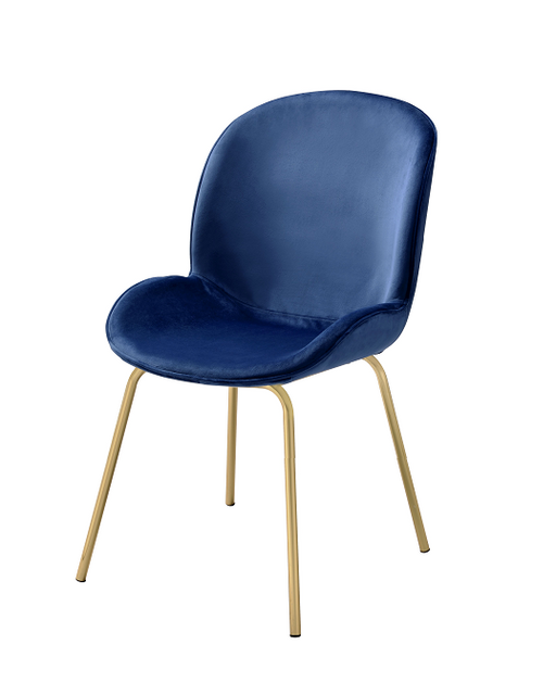 Chuchip Blue Velvet & Gold Side Chair - Home Furniture And More (Brentwood, MD)