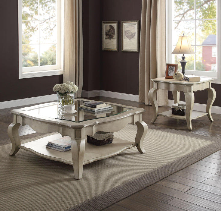 Chelmsford Antique Taupe & Clear Glass Coffee Table - Home Furniture And More (Brentwood, MD)