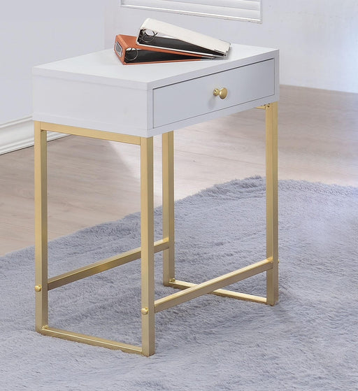 Coleen White & Brass Side Table - Home Furniture And More (Brentwood, MD)