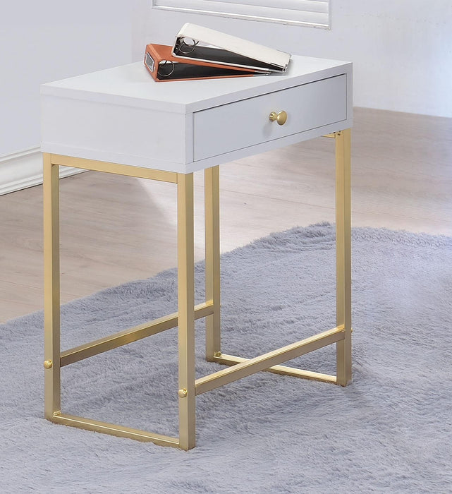 Coleen White & Brass Side Table - Home Furniture And More (Brentwood, MD)
