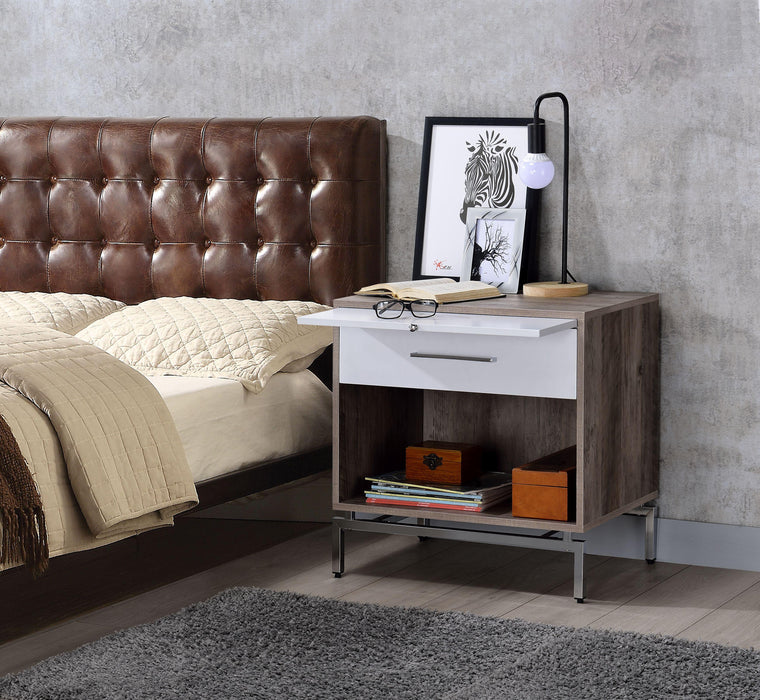 Cistus Weathered Gray Oak & White Accent Table - Home Furniture And More (Brentwood, MD)