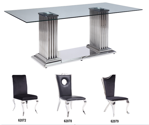 Cyrene Stainless Steel & Clear Glass Dining Table - Home Furniture And More (Brentwood, MD)