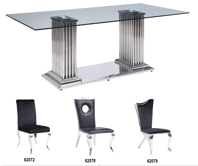 Cyrene Stainless Steel & Clear Glass Dining Table - Home Furniture And More (Brentwood, MD)