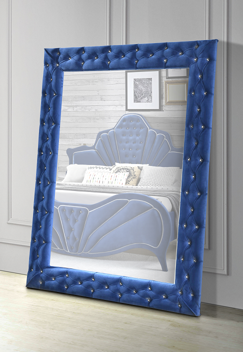 Dante Blue Velvet Accent Floor Mirror - Home Furniture And More (Brentwood, MD)